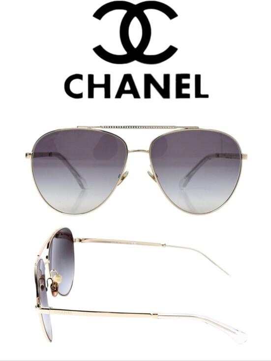 CHANEL Other - NWT! Rare!!! Chanel Metal Aviator Sunglasses 4279-B Gold Hardware Interlocking